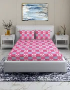 Arch Fab Pink Check Double Bedsheet 88X90 Inch