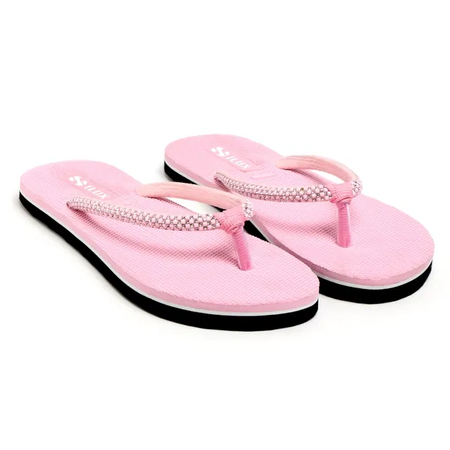 Solid Thong Flip-flops for Women (Pink, 8)