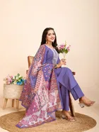 Cotton Printed Kurta with Pant & Dupatta for Women 