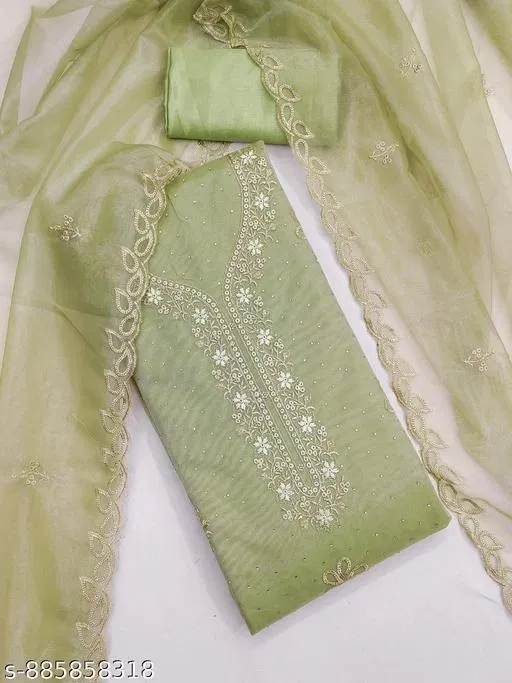 Embroidered Lucknowi Net Un Stitched Suit (5.85 meter (S)