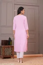 Cotton Chikankari Kurti for Women, Pink 