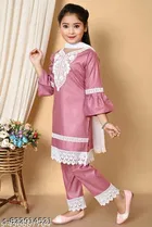 Embroidered Rayon Kurta Set for Girls 