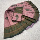 Litchi Silk Zari Embroidered Saree for Women, Pink 