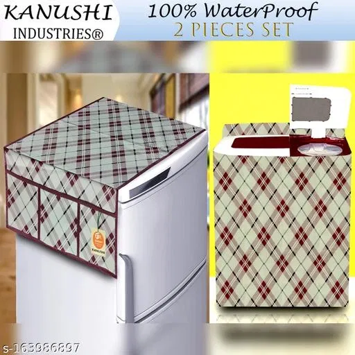KANUSHI Industries® Fridge Covers / Refrigerator Cover +1 Pc Top Load Semi Automatic Washing Machine Cover (Suitable for 6 Kg, 6.5 kg, 7 kg, 7.5 kg) (FRI+WASMAC-SEMI-NW-NEW-04)
