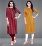 Crepe Striped Kurti for Women 