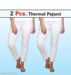 Wool Thermal Bottomwears for Women (White, M) (Pack of 2)