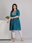 Cotton Solid Embroidered Kurti for Women 
