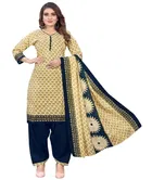 Cotton Blend Printed Salwar Suit with Dupatta for Women 