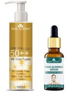 Bon Austin Broad Spectrum SPF Sunscreen Lotion (100 ml) with Face Glowing Serum (30 ml) (Set of 2)