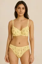 Cotton Floral Full Coverage Lightly Padded Wire Free Bra & Panty Set for Girls, Pack of 2 