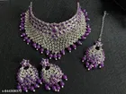 Rhodium Finish Bridal Purple Kundan Choker Set, for Women 