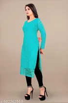 Net Kurti for Women,  White & Teal  