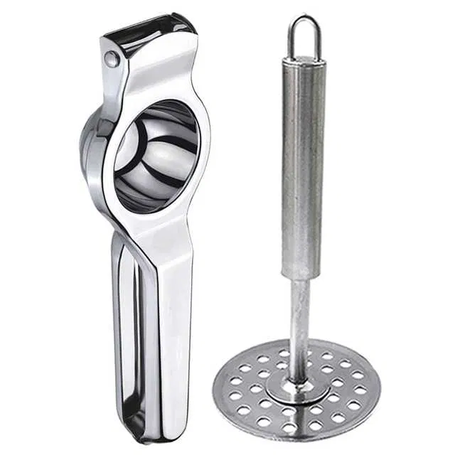 Oc9 Stainless Steel Lemon Squeezer & Potato Masher Kitchen Tool Set (O-19)