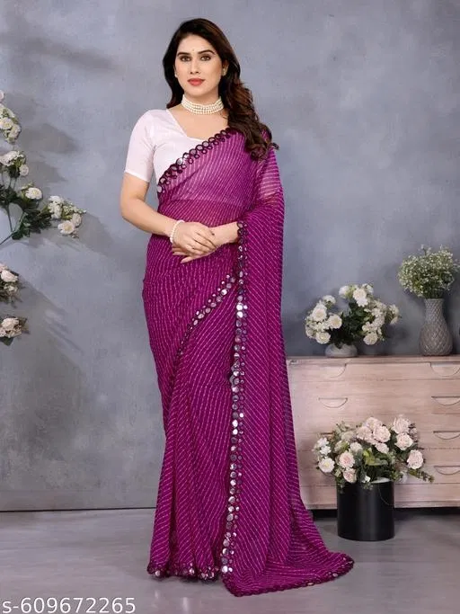 Mothda Leheriya Printed Saree for Women (Purple, Colour)