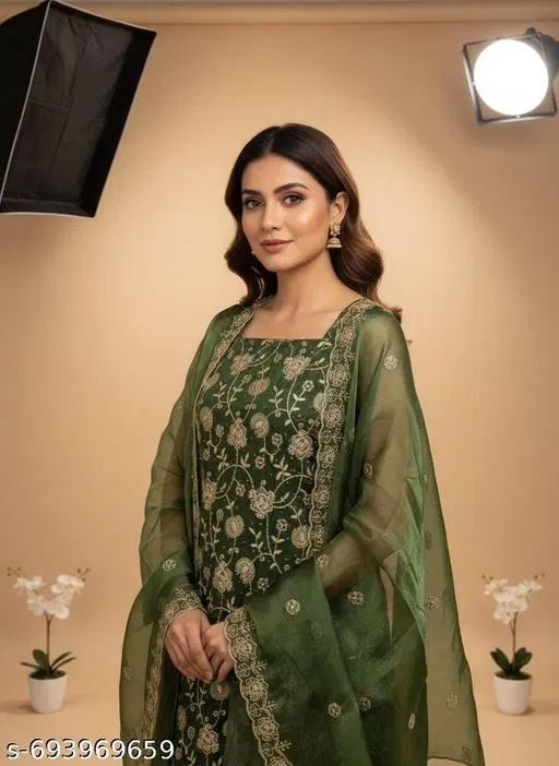 Bandhani Printed Jaipuri Kurti for Women (Green, Un Stitched)