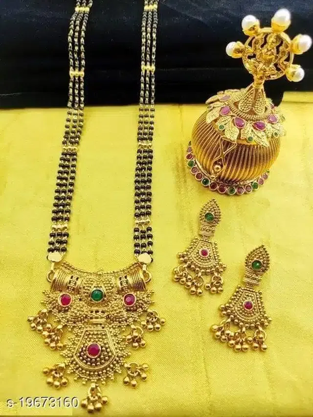 Mangalsutra with Earrings for Women (Gold, Set of 1)