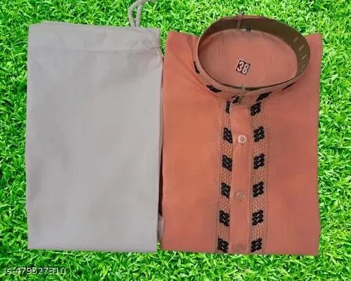 Solid Show Button Kurta Set for Men (XXL)
