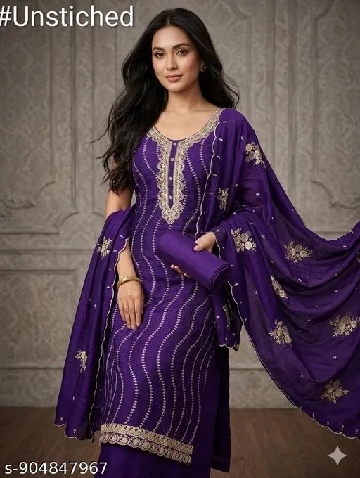 Vichitra Silk Punjabi/All Over Suits for Women (6.25 meter (L)