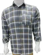 Cotton Blend Checked Shirt for Men, Grey 