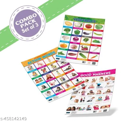 Bookford Publications My small chart Good Manners, Action Words & Vegetables (Set of 3)