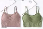 Cotton Sports Bra for Women, Green & Brown, Pack of 2 