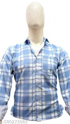 Cotton Blend Checkred Shirt for Men, Sky Blue 