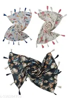 Poly Chiffon Printed Scarves for Women, Grey, Pack of 3
