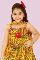 Ethnic Motif Lace Cotton Kurta Sets for Girls 