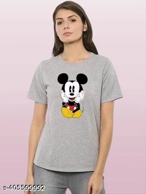 Cotton Blend T-shirt for Women, Grey (S)