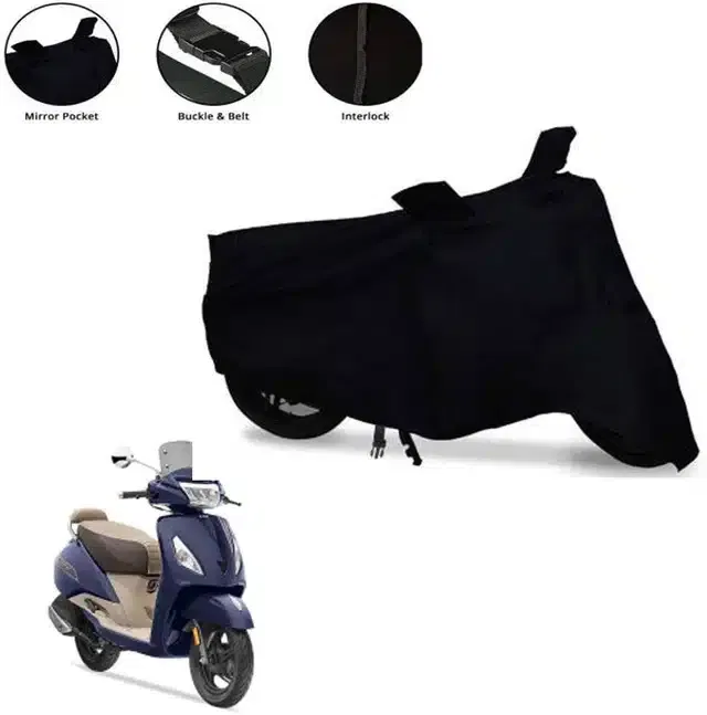 Waterproof & UV Protection Polyester Full Body Cover for TVS Jupiter classic (Black)