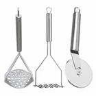 Oc9 स्टेनलेस स्टील पिज़्ज़ा कटर & पोटैटो मेशर फॉर किचन टूल सेट 