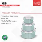 Stainless Steel Microwave Safe Leak & Spill Proof 3 Containers Lunch Box Set 