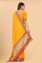 SVB Vichitra Silk Women Jacquard Saree With Un-Stitched Blouse 