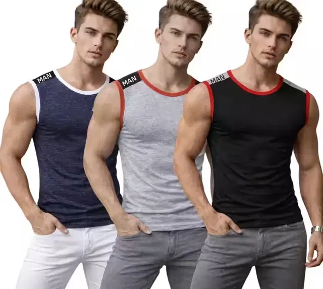 Cotton Jym Vest for Men, Multicolour, Pack of 3 (XL)