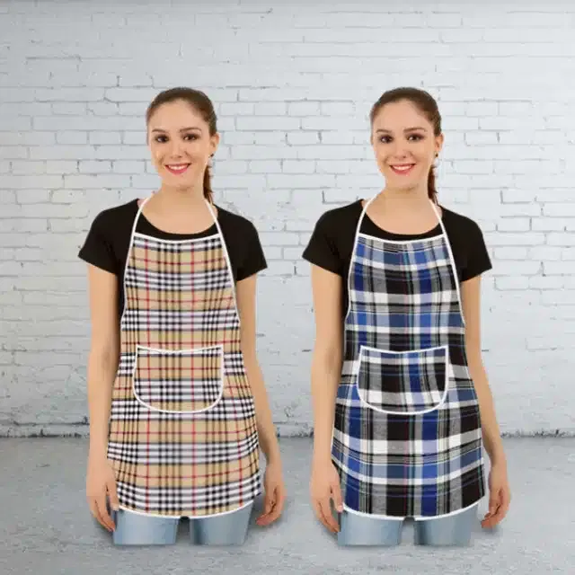 Cotton Kitchen Aprons (Multicolor, Pack of 2)