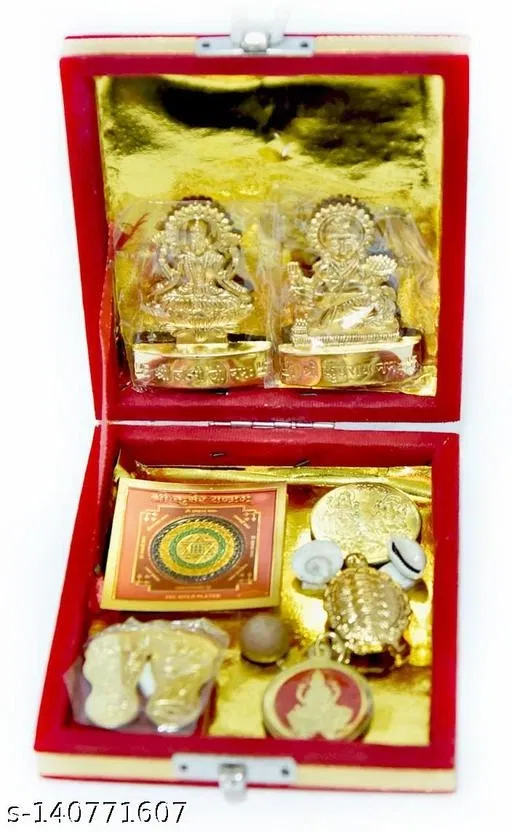 Shri Lakshmi Kuber Saraswati Dhan Varsha Yantra Brass Yantra (Yellow, Pack of 10)