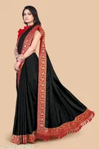 Vichitra Silk Solid Saree for Women 