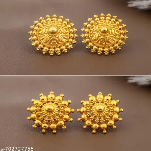 Handcrafted Ethnic Gold Look Stud Earrings