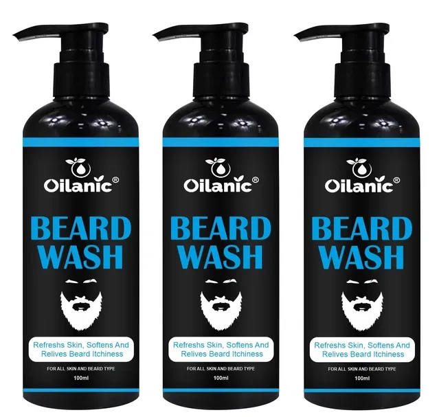 Oilanic Anti Dandruff & Natural Beard Wash (100 ml, Pack of 3)
