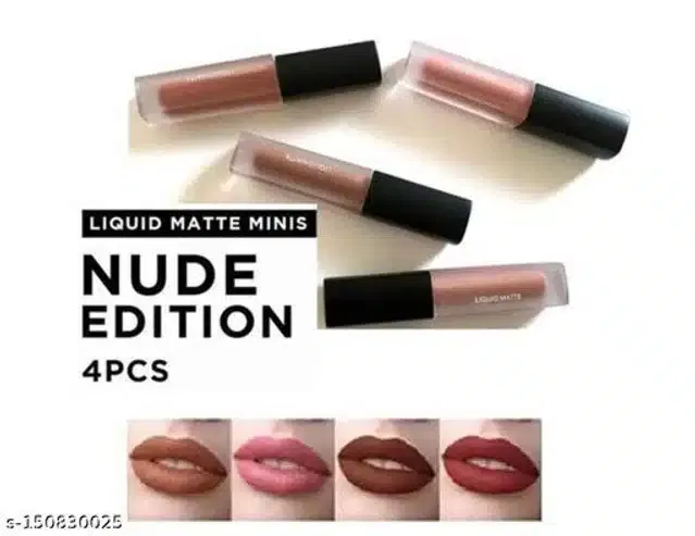 Waterproof Liquid Matte Lipsticks (Nude, Pack of 4)