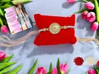 Metal Rakhi with Greeting Card & Roli Chawal 