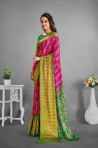 Moss Chiffon Printed Saree for Women 