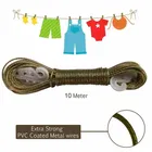 PVC Coated Anti-Rust Steel Wire Rope/Clothesline 10 Meter with 2 Plastic Hooks | Hanging Rope for Both Indoor and Outdoor 