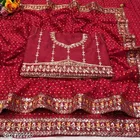 Georgette Embroidered Saree For Women, Red
