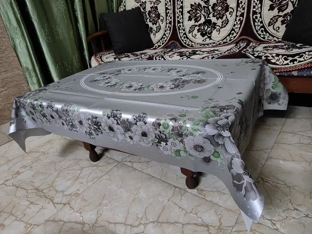 PVC Printed 4 Seaters Table Cover (Multicolor, 40x60 inches)