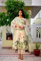 Chanderi Silk Kurti With Dupatta & Bottomwear for Women 