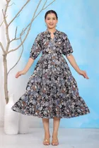 Georgette Printed Midi Dress for Women 