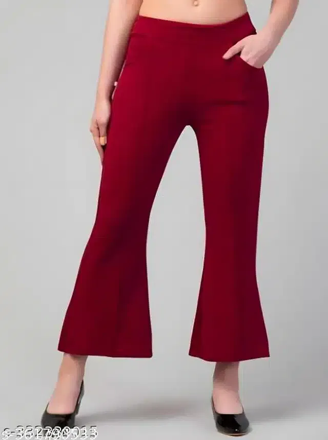 Cotton Blend Trouser for Women (Maroon, 30)