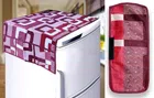 PVC Fridge Top Cover with 6 Utility Pockets & Handle Cover with 3 Pcs Shelf Mats (Multicolor, Set of 1)