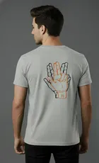 Cottont Blend  Printed T-shirt For Men, Grey 